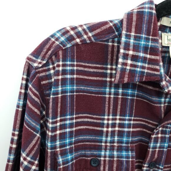 Men's L.L. Bean Chamois Cloth 100% Cotton Traditional Fit Plaid Flannel Shirt M - Picture 6 of 16